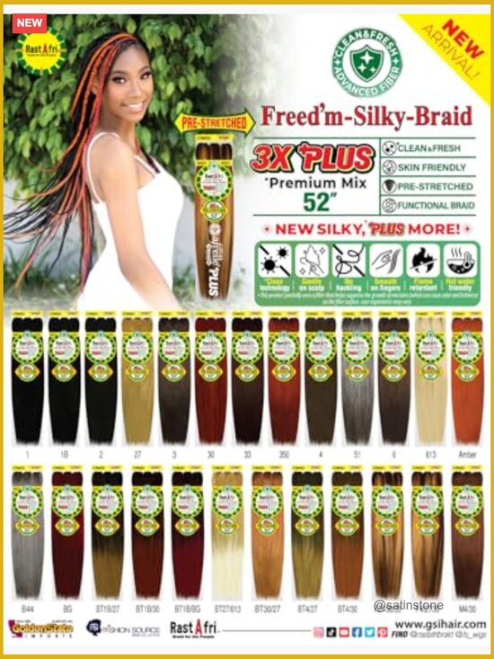 Pre-Stretched Silky Braiding Hair 3X with Bandana - 2 Packs